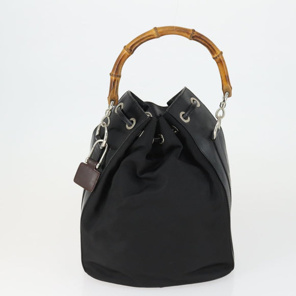 GUCCI Hand Bag Nylon 2 Set Black Auth 164420