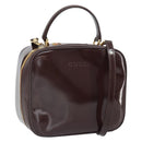 GUCCI Hand Bag Patent leather 2way Brown Gold Auth 164421-1