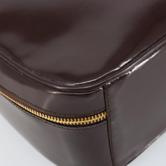 GUCCI Hand Bag Patent leather 2way Brown Gold Auth 164421