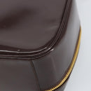 GUCCI Hand Bag Patent leather 2way Brown Gold Auth 164421-14