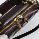 GUCCI Hand Bag Patent leather 2way Brown Gold Auth 164421-16