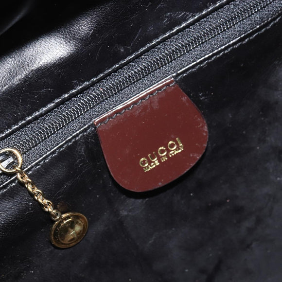 GUCCI Hand Bag Patent leather 2way Brown Gold Auth 164421