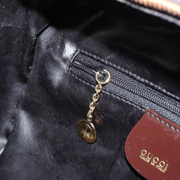 GUCCI Hand Bag Patent leather 2way Brown Gold Auth 164421