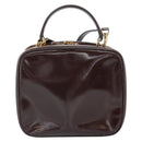 GUCCI Hand Bag Patent leather 2way Brown Gold Auth 164421-3