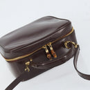 GUCCI Hand Bag Patent leather 2way Brown Gold Auth 164421-6