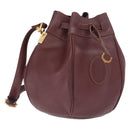 CARTIER Must Line Shoulder Bag Leather Bordeaux Gold Auth 164423-1