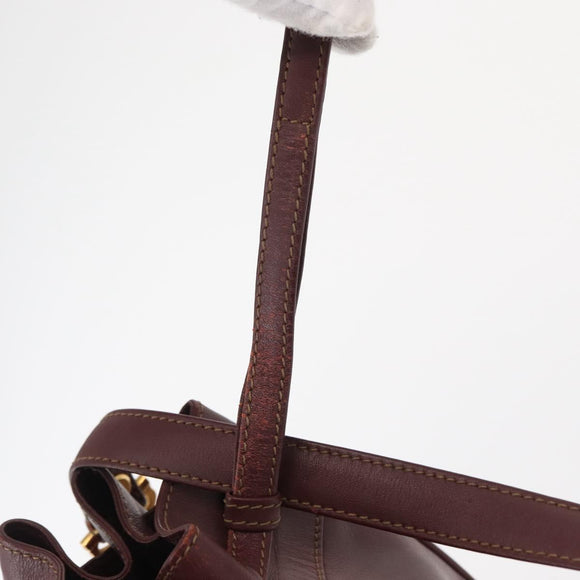 CARTIER Must Line Shoulder Bag Leather Bordeaux Gold Auth 164423