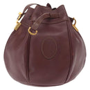 CARTIER Must Line Shoulder Bag Leather Bordeaux Gold Auth 164423-13