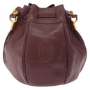 CARTIER Must Line Shoulder Bag Leather Bordeaux Gold Auth 164423-2