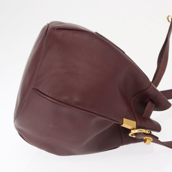 CARTIER Must Line Shoulder Bag Leather Bordeaux Gold Auth 164423