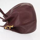 CARTIER Must Line Shoulder Bag Leather Bordeaux Gold Auth 164423-4