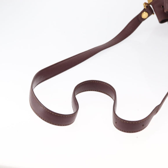 CARTIER Must Line Shoulder Bag Leather Bordeaux Gold Auth 164423