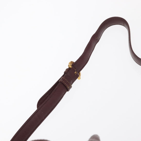 CARTIER Must Line Shoulder Bag Leather Bordeaux Gold Auth 164423