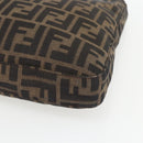 FENDI Zucca Canvas Tote Bag Black Brown Silver Auth 164424-9