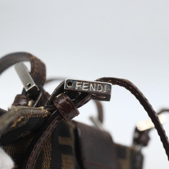 FENDI Zucca Canvas Tote Bag Black Brown Silver Auth 164424
