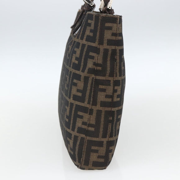 FENDI Zucca Canvas Tote Bag Black Brown Silver Auth 164424