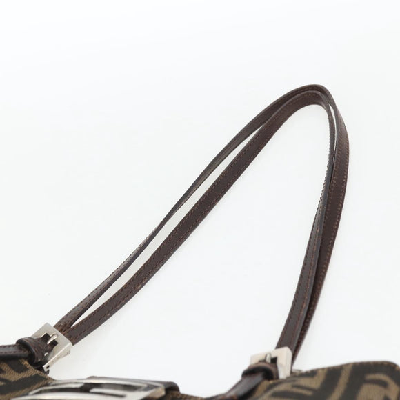 FENDI Zucca Canvas Tote Bag Black Brown Silver Auth 164424