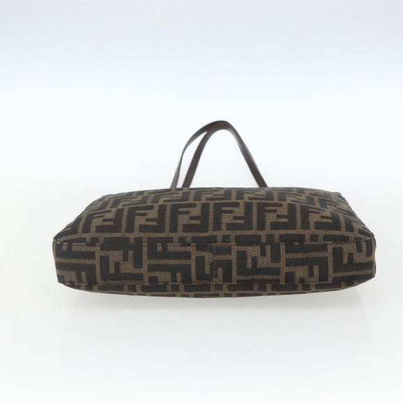 FENDI Zucca Canvas Tote Bag Black Brown Silver Auth 164424
