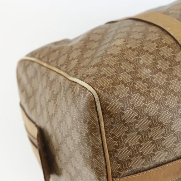 CELINE Macadam Canvas Boston Bag PVC Beige Gold Auth 164426