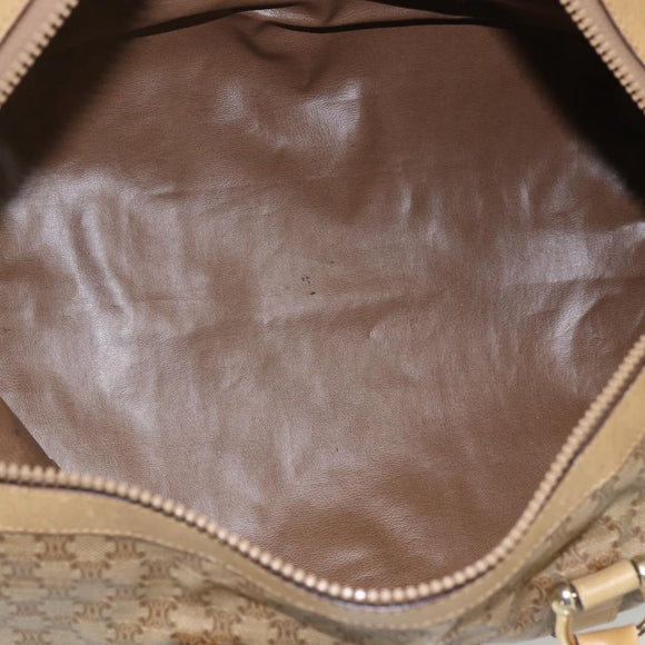 CELINE Macadam Canvas Boston Bag PVC Beige Gold Auth 164426