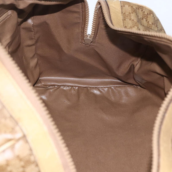 CELINE Macadam Canvas Boston Bag PVC Beige Gold Auth 164426