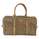 CELINE Macadam Canvas Boston Bag PVC Beige Gold Auth 164426-2