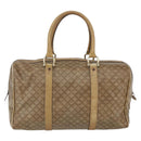 CELINE Macadam Canvas Boston Bag PVC Beige Gold Auth 164426-3