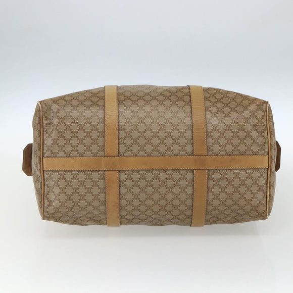 CELINE Macadam Canvas Boston Bag PVC Beige Gold Auth 164426