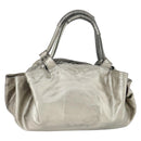 LOEWE Nappa Aire Anagram Hand Bag Leather Silver Auth 164428-1