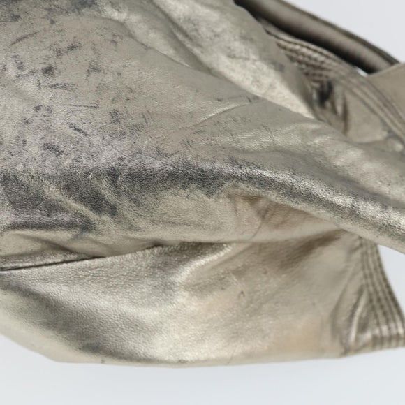 LOEWE Nappa Aire Anagram Hand Bag Leather Silver Auth 164428