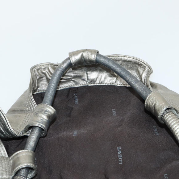 LOEWE Nappa Aire Anagram Hand Bag Leather Silver Auth 164428