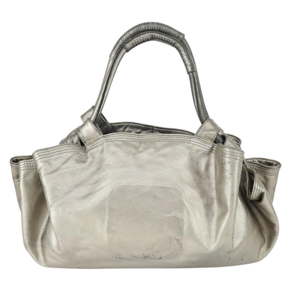 LOEWE Nappa Aire Anagram Hand Bag Leather Silver Auth 164428