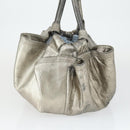 LOEWE Nappa Aire Anagram Hand Bag Leather Silver Auth 164428-3