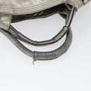 LOEWE Nappa Aire Anagram Hand Bag Leather Silver Auth 164428-7