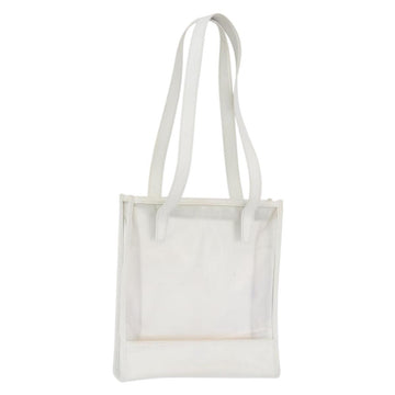 LOEWE Anagram Tote Bag Vinyl Leather White Silver Auth 164429