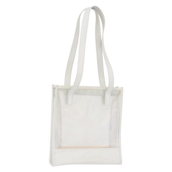 LOEWE Anagram Tote Bag Vinyl Leather White Silver Auth 164429
