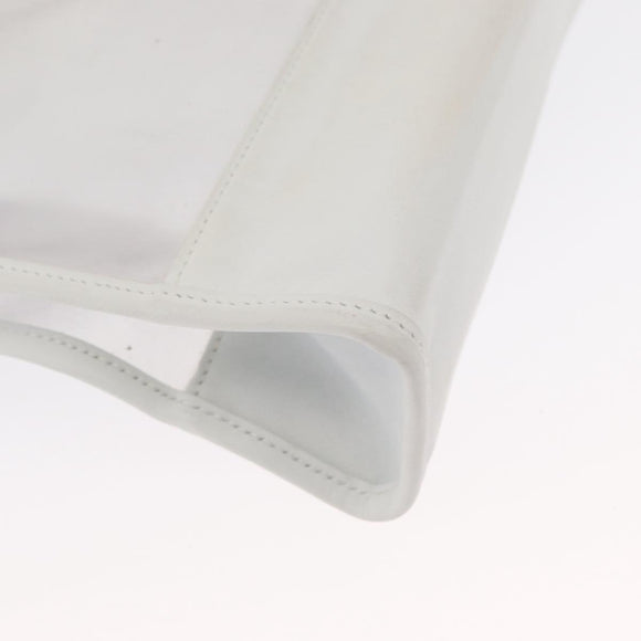 LOEWE Anagram Tote Bag Vinyl Leather White Silver Auth 164429