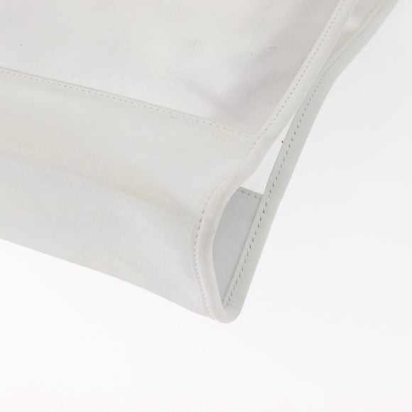 LOEWE Anagram Tote Bag Vinyl Leather White Silver Auth 164429