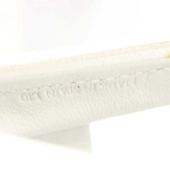 LOEWE Anagram Tote Bag Vinyl Leather White Silver Auth 164429