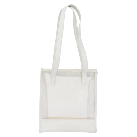 LOEWE Anagram Tote Bag Vinyl Leather White Silver Auth 164429