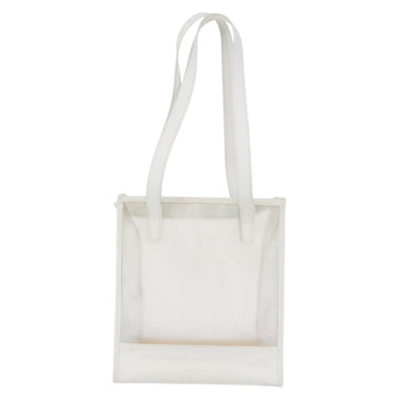 LOEWE Anagram Tote Bag Vinyl Leather White Silver Auth 164429 - 0