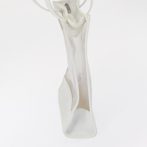 LOEWE Anagram Tote Bag Vinyl Leather White Silver Auth 164429