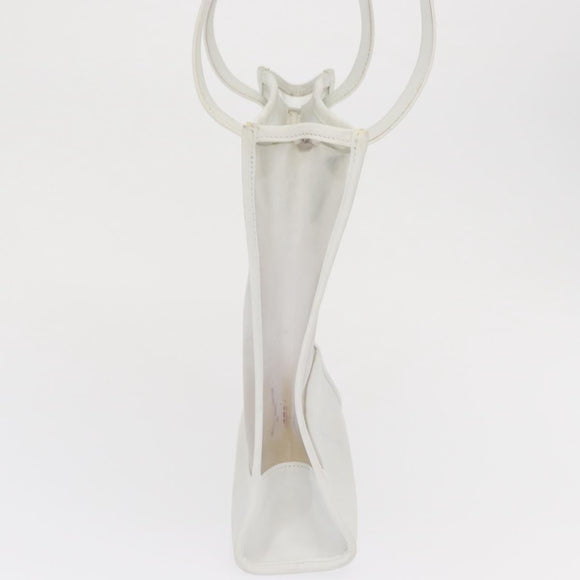 LOEWE Anagram Tote Bag Vinyl Leather White Silver Auth 164429