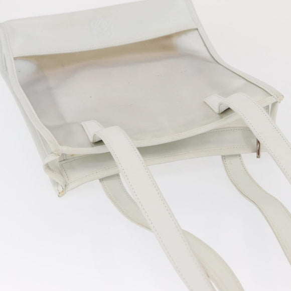 LOEWE Anagram Tote Bag Vinyl Leather White Silver Auth 164429