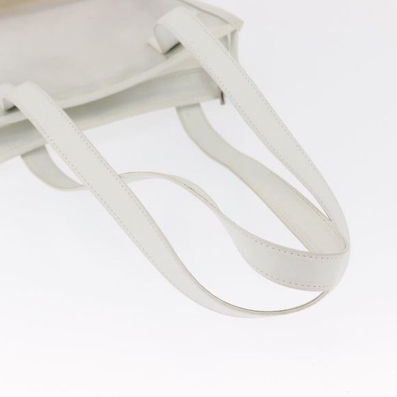 LOEWE Anagram Tote Bag Vinyl Leather White Silver Auth 164429