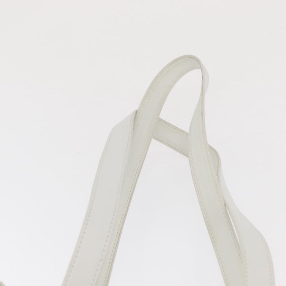 LOEWE Anagram Tote Bag Vinyl Leather White Silver Auth 164429