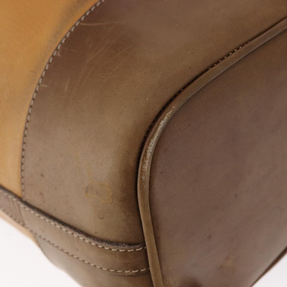 LOEWE Anagram Shoulder Bag Leather Brown Gold Auth 164430