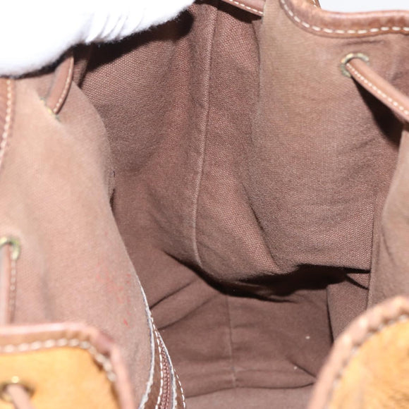 LOEWE Anagram Shoulder Bag Leather Brown Gold Auth 164430