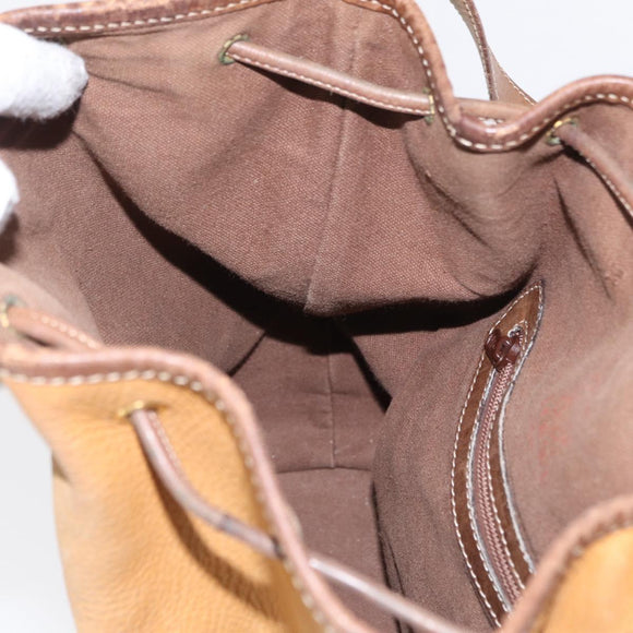 LOEWE Anagram Shoulder Bag Leather Brown Gold Auth 164430