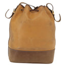 LOEWE Anagram Shoulder Bag Leather Brown Gold Auth 164430-2